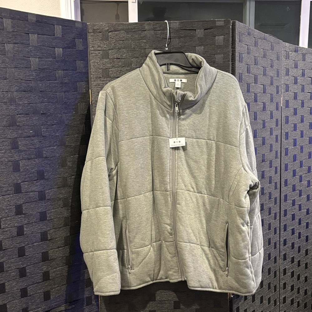 Three Dots Heather Gray Zip-Up Jacket
